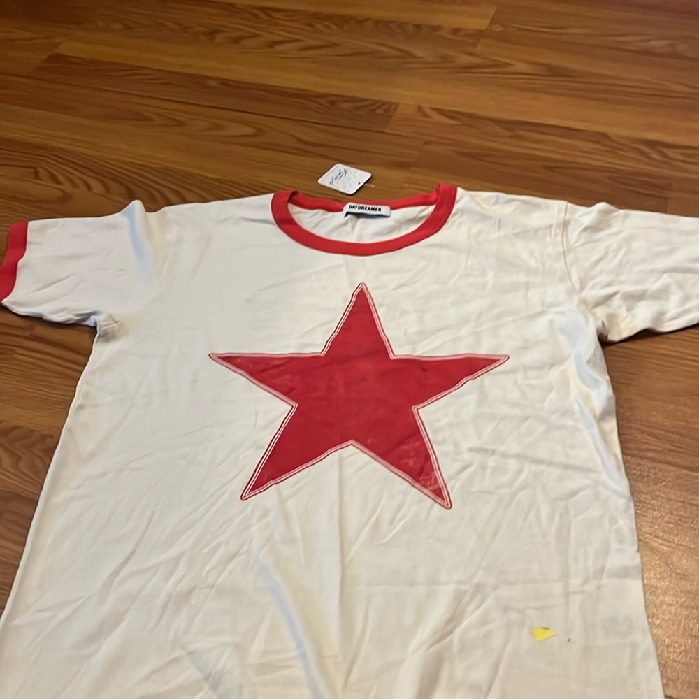 Daydreamer red star ringer tee XS ⚠️⚠️⚠️read description small pinhole - Picture 2 of 5